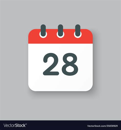 Icon calendar day number 28 28th month Royalty Free Vector