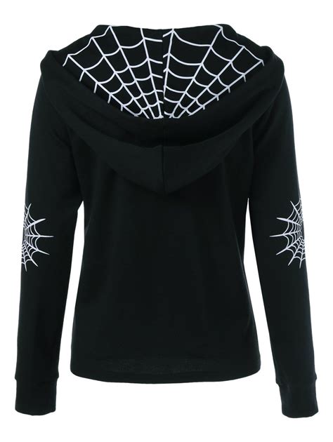 [70% OFF] Spider Web Print Hoodie | Rosegal