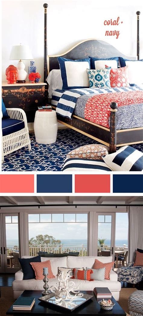 Coral, Navy Blue, Pale Gray and Ivory Spring Nautical Color Palette ...