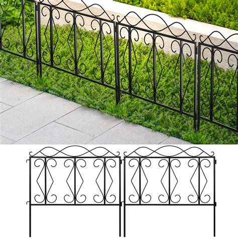 Amagabeli Decorative Garden Fence 24in x 10ft Outdoor Black Thicken Metal Wire Fencing Rustproof ...