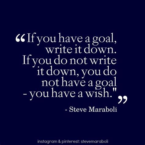 "If you have a goal, write it down. If you do not write it down, you do ...