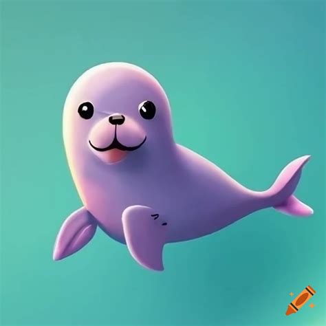 Colorful animated seal for kids on Craiyon