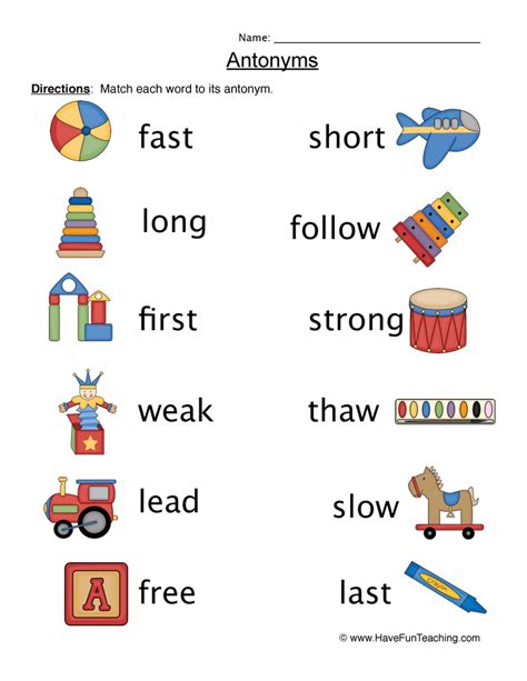 Opposites Worksheets | Have Fun Teaching