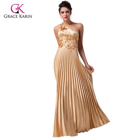 2018 Beautiful Luxury Gold Evening Dress Grace Karin Satin long Party ...