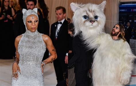 Doja Cat and Jared Leto attend the 2023 Met Gala as cats