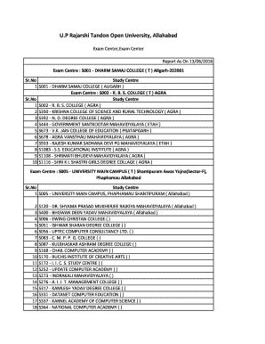 Fillable Online P Rajarshi Tandon Open University, Allahabad Fax Email Print - pdfFiller