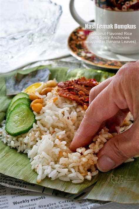 Nasi Lemak Bungkus (Coconut Flavored Rice with Spicy Anchovies Wrapped in Banana Leaves) - Roti ...