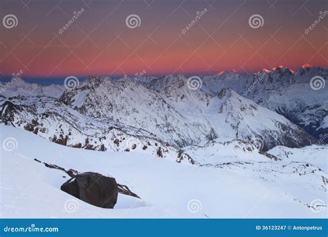 Beautiful Sunset Over the Mountain Ridge Stock Image - Image of alpine, peak: 36123247