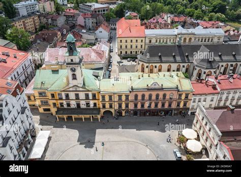 Market Square of Old Town of Cieszyn border city in Poland, view with ...