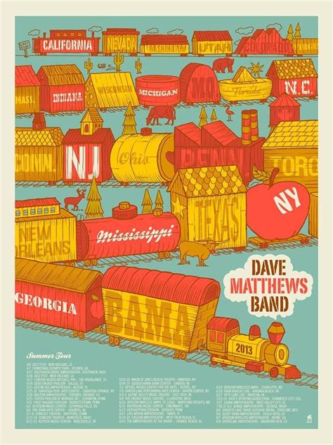 Dave Matthews Band Posters Summer Tour 2013 | Dave matthews, Dave ...