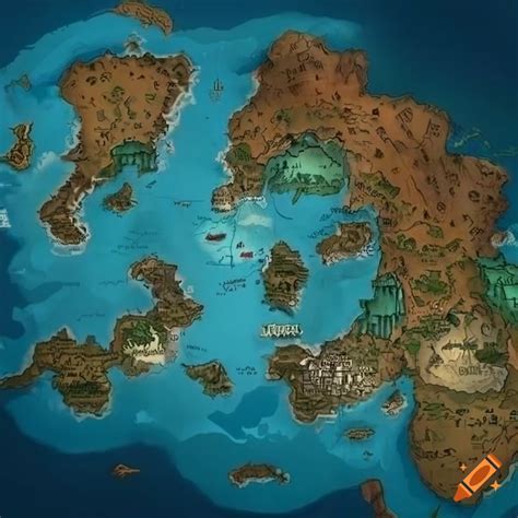 Fantasy world map illustration on Craiyon