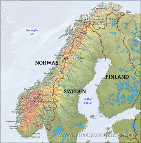 Norway Physical Map