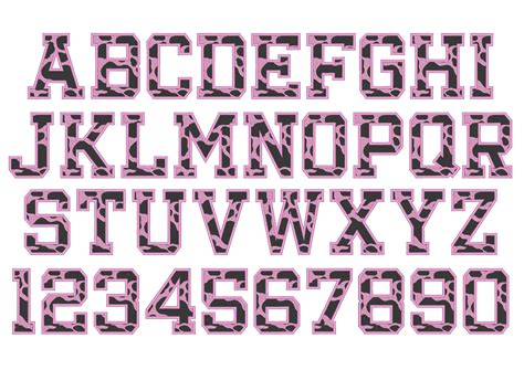 Cow print block Font fill stitch alphabet letters machine embroidery ...