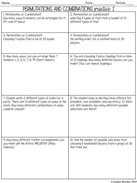 Practice Permutations And Combinations