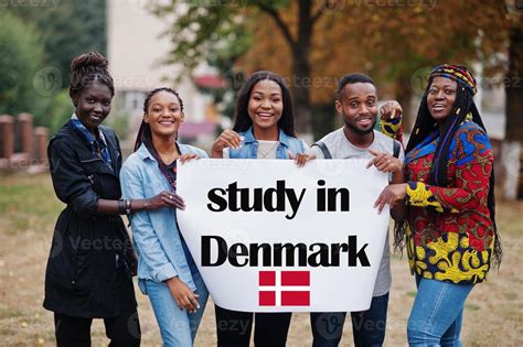 Study in Denmark. Group of five african college students on campus at ...