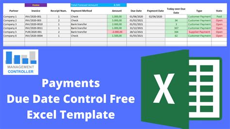 Payments Due Date Control Free Excel Template