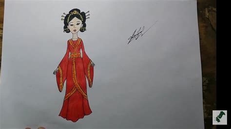 Chinese girl in traditional dress easy drawing SAAD - YouTube