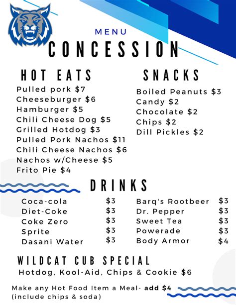 Varsity Football Concession Menu – ThePlayingCats