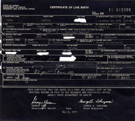 Real Birth Certificates: My Real Birth Certificate Hawaii in the 1960's