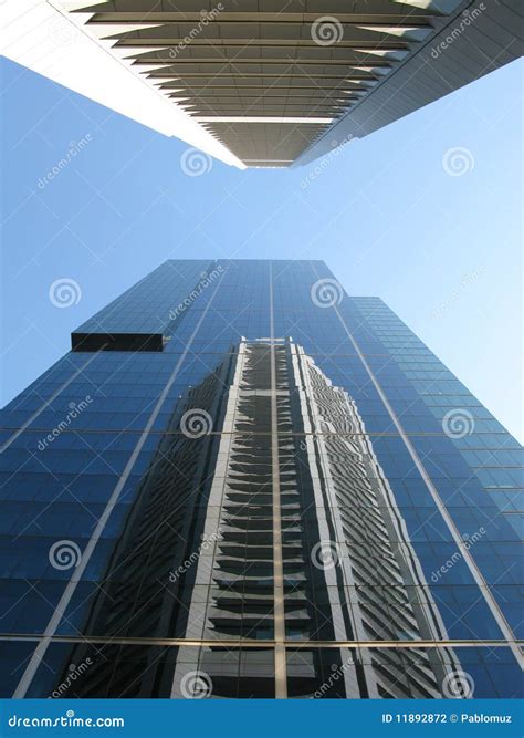 Glass Skyscraper Reflection Stock Photo - Image of landmark, shape ...