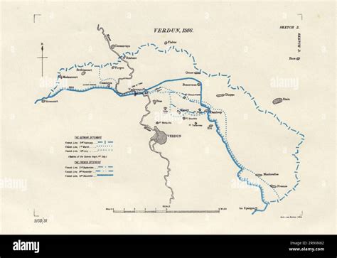 Battle of Verdun, 1916. First World War. 1932 old vintage map plan ...