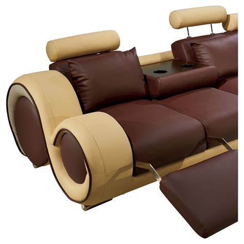 Modern Leather Sectional Sofa - Recliners, Brown, Cream | DCG Stores