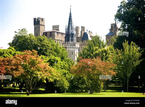 Cardiff Castle from Bute Park Stock Photo - Alamy