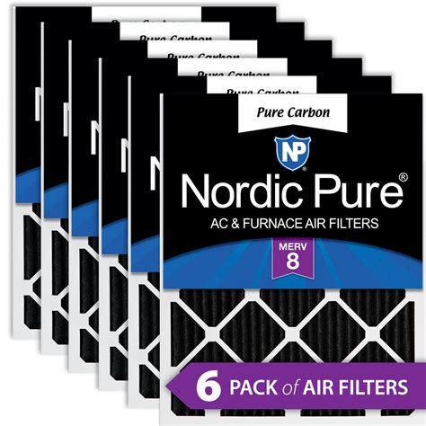 16x20x1 Pure Carbon Pleated Odor Reduction Furnace Air Filters 6 Pack ...