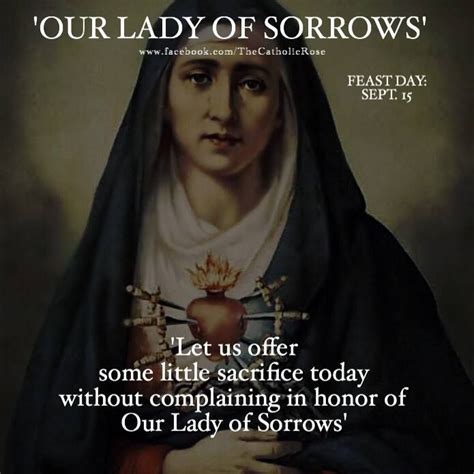 Our Lady of Sorrows Feast Day Sept 15 | Our lady of sorrows, Blessed mother mary, Catholic