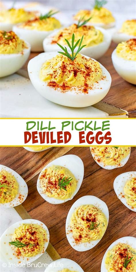 Dill Pickle Deviled Eggs - the subtle flavor of pickles in these deviled eggs makes them taste ...