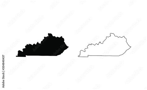 Kentucky state silhouette, line style. America illustration, American ...