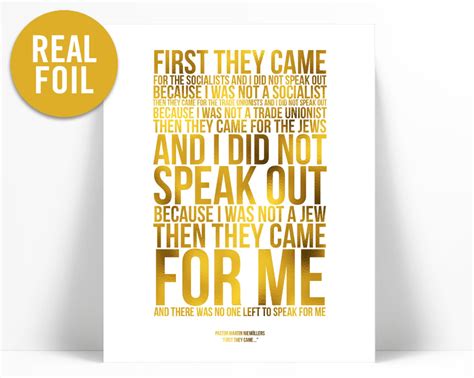 First They Came Poem Gold Foil Art Print Martin Niemöller | Etsy Hebrew Prayers, Gold Foil Art ...