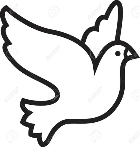 Flying dove cartoon symbol icon. Pigeon vector logo. Simple line ...