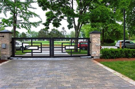 custom contemporary driveway gates all in one home ideas | Modern landscape design front yard ...