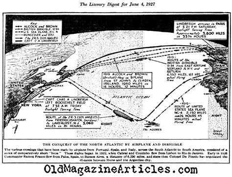 Lindbergh's Route to Paris (Literary Digest, 1927) | Lindbergh, Charles lindbergh, History facts