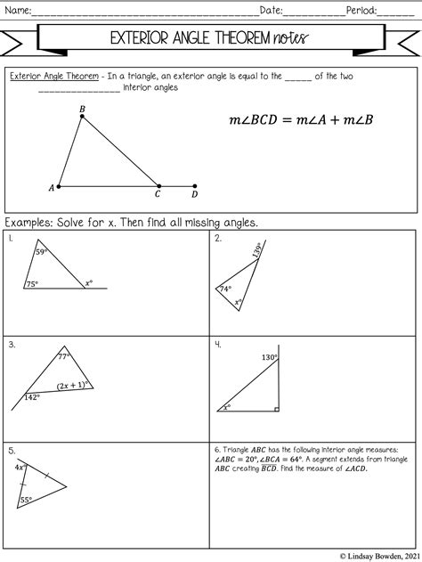 Exterior Angle Theorem Worksheet – Englishworksheet.my.id