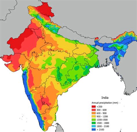 India Annual Rainfall Distribution Map