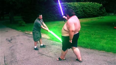 "Airsoft Fatty" Lightsaber Fight (Remastered) - YouTube