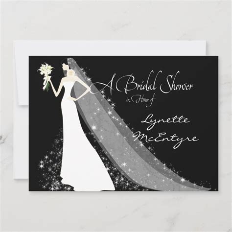 Bride Silhouette Wedding Dress Veil Bridal Invite | Zazzle