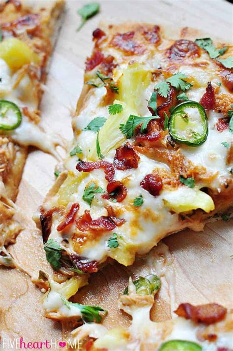Pineapple Pulled Pork Pizza with Bacon, Jalapeños, & Cilantro • FIVEheartHOME