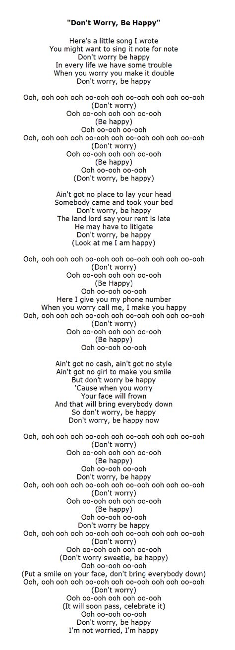 Don T Worry Be Happy Lyrics