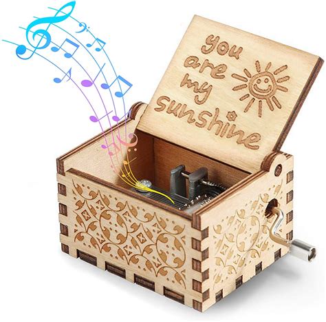 Hexagram You are My Sunshine Music Box Vintage Laser Engraved Wooden ...