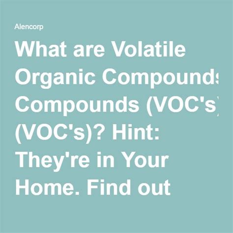 What are VOCs and How to Remove Them | Vocs, Volatile organic compounds ...