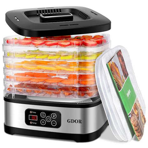 GDOR Food Dehydrator Includes Mesh Screen, Fruits Roll Sheet, Recipes, 5 Trays Dehydrator ...