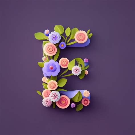 Premium Photo | Minimalist 3D floral E letter logo design ideas