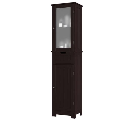 Buy Homfa Bathroom Storage Cabinet, Brown Linen Cabinet, Narrow Tall Cabinet Storage Tower with ...