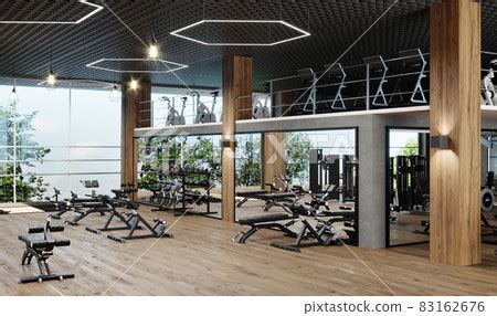 Modern gym interior with sport and fitness... - Stock Illustration [83162676] - PIXTA