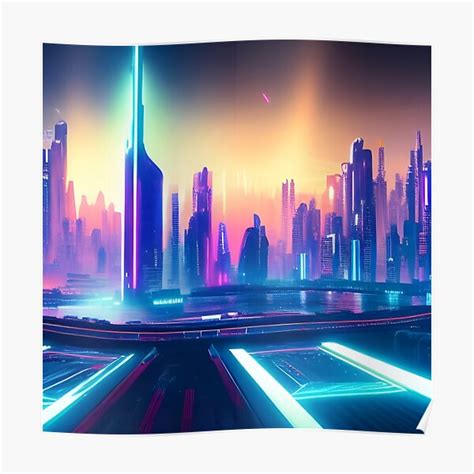 "CYBERPUNK CITY SKYLINE #1" Poster for Sale by GUYWITHBEER | Redbubble