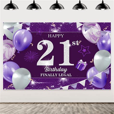 Happy 21st Birthday Banner Decorations for Girl Women, 21st Birthday Decorations Happy 21 Years ...