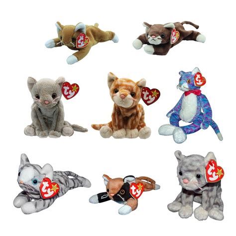 Ty Beanie Babies: Cats | Set of 8 | Amber, Chip, Kooky, Nip, Pounce, Prance, Silver & Scat ...